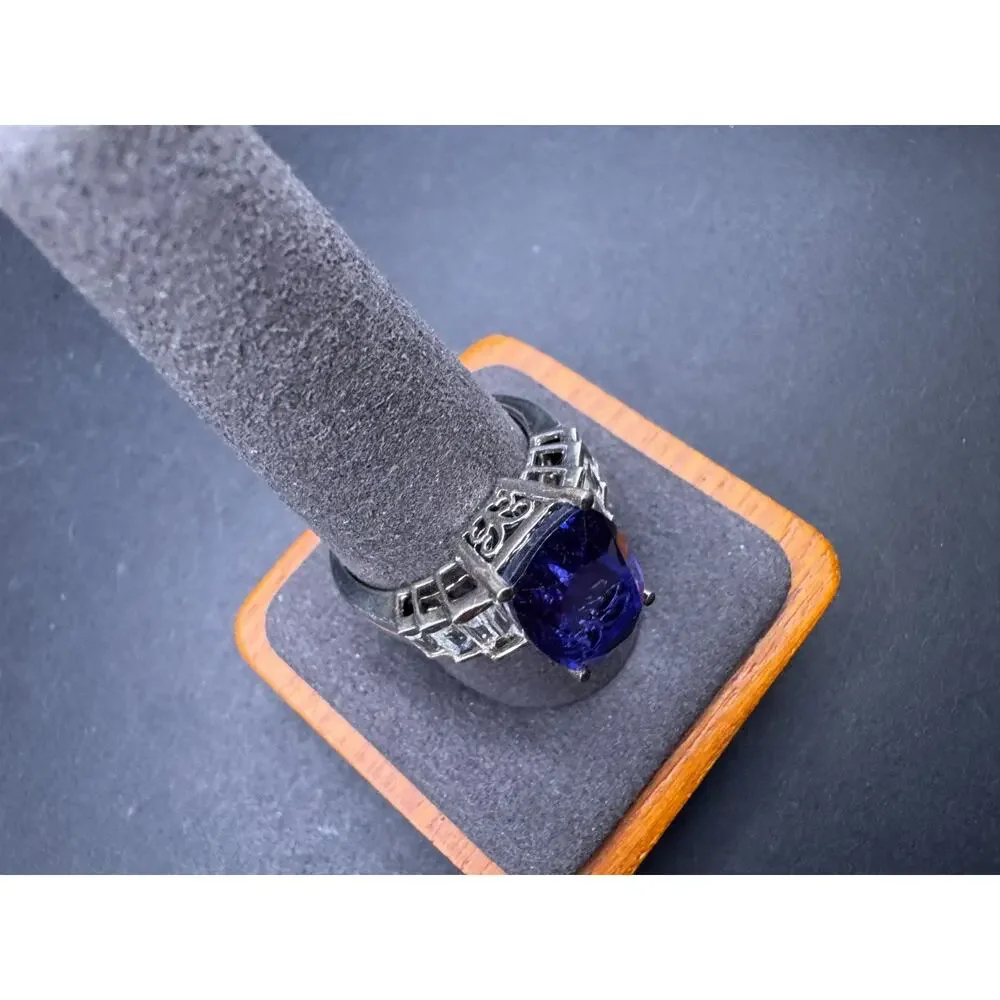 STS Chuck Clemency Sterling Silver 925 Sapphire & White Topaz Ring Sz 10